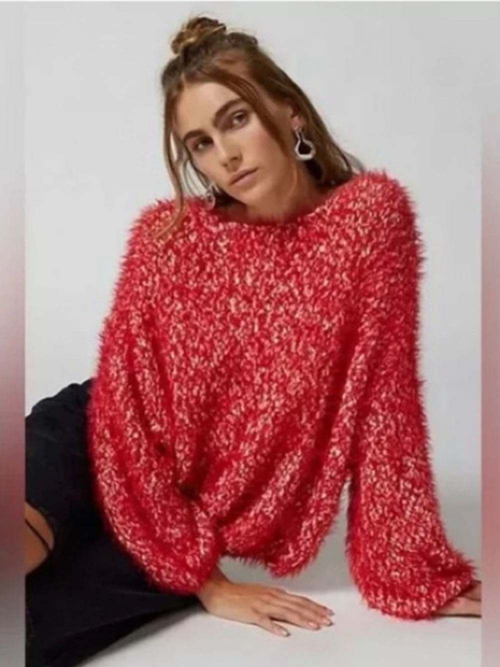 Urban Outfitters Jamie Red Eyelash Popcorn Sweater